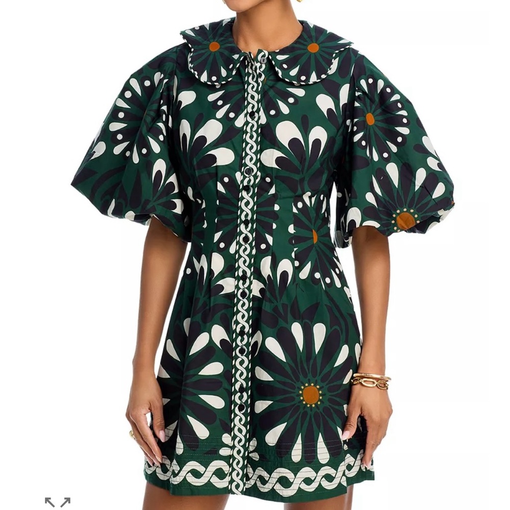 FARM Rio Ainika Mini Dress Dark Green Floral Mini Dress size S